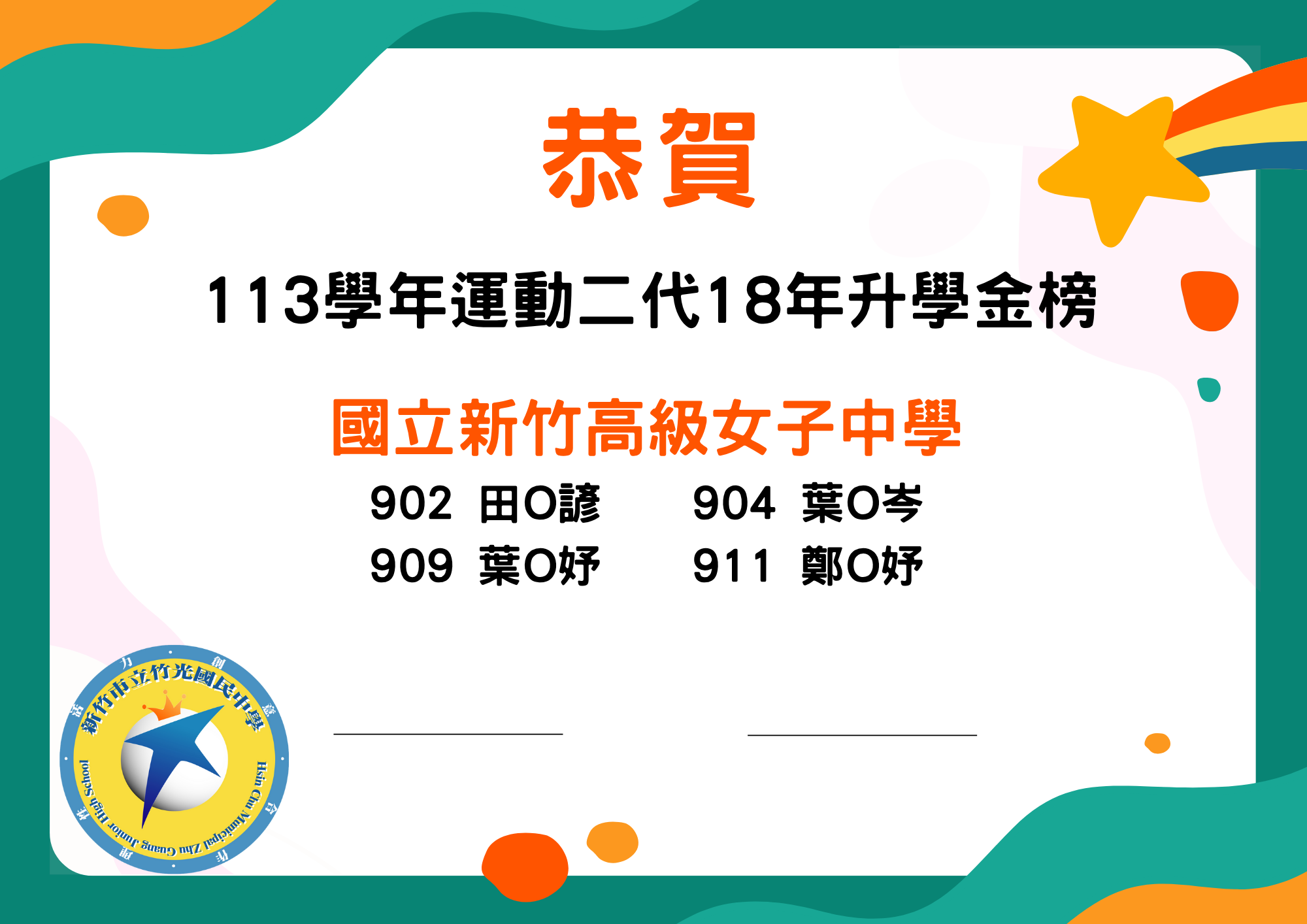 新竹女中榜單