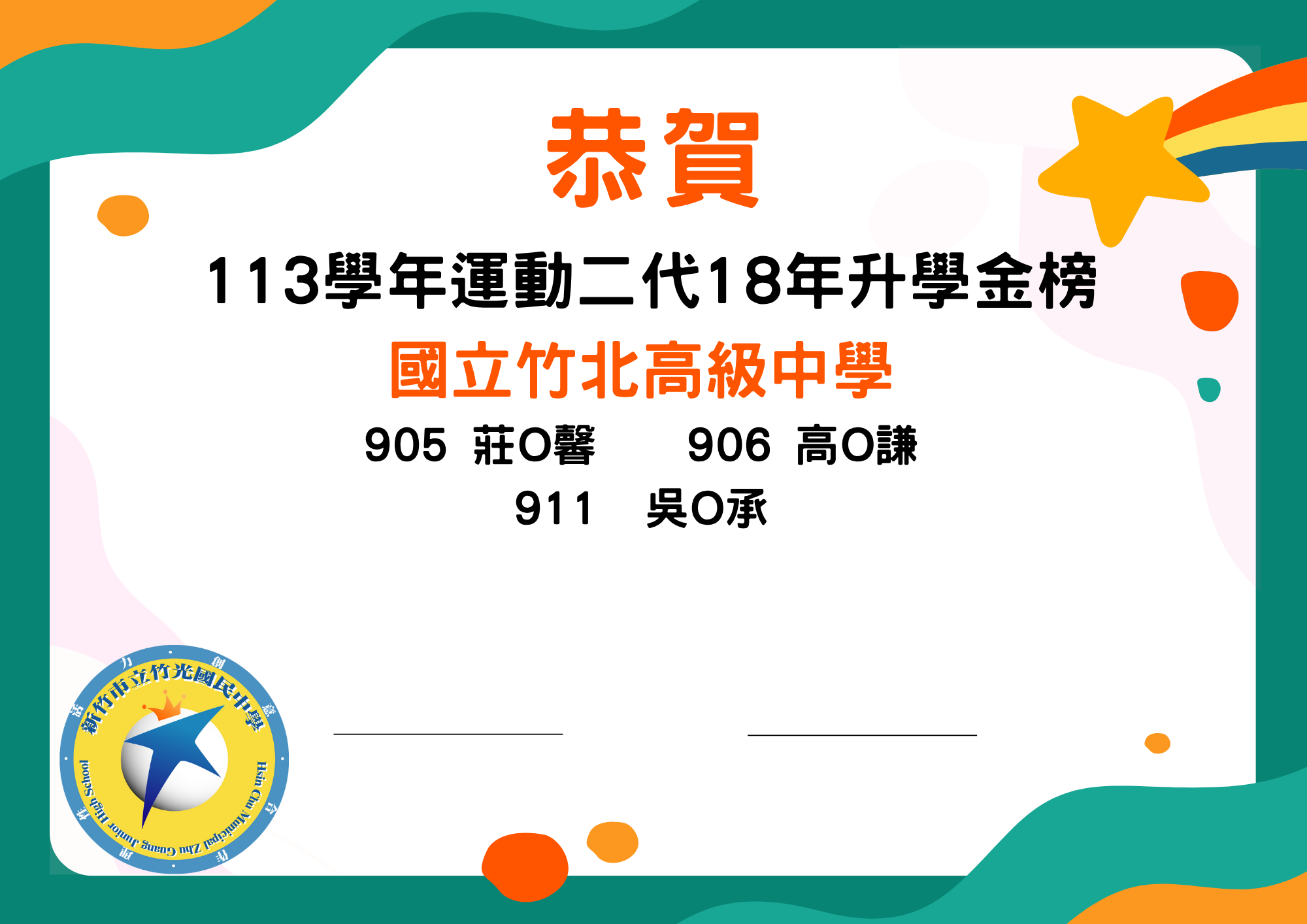竹北高中榜單
