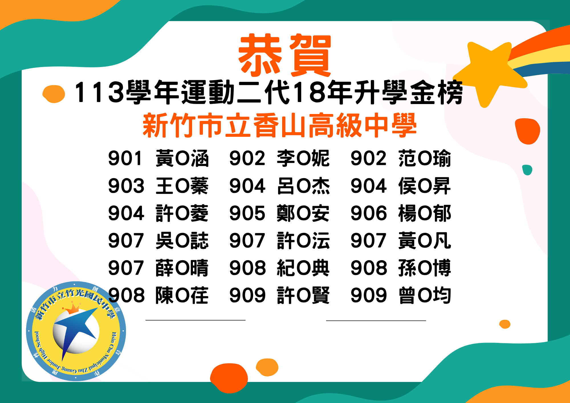 香山高中榜單1